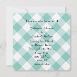 Mint Plaid Wedding Invitation