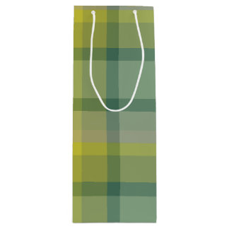 Mint plaid wine gift bag