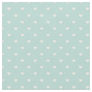 Mint Polka Dot Hearts Fabric