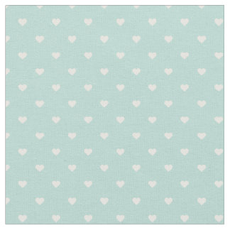 Mint Polka Dot Hearts Fabric