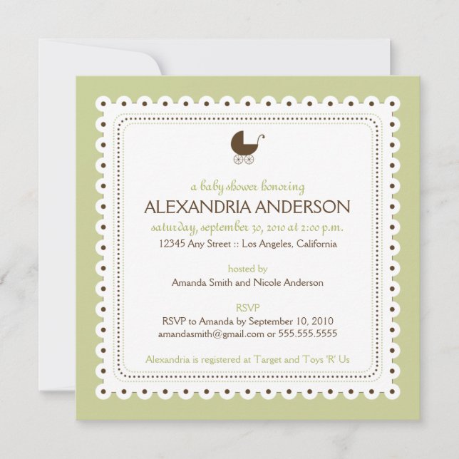 (Mint) Precious Custom Baby Shower Invitation (Front)