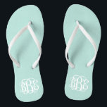 Mint Preppy Script Monogram Jandals<br><div class="desc">PLEASE CONTACT ME BEFORE ORDERING WITH YOUR MONOGRAM INITIALS IN THIS ORDER: FIRST, LAST, MIDDLE. I will customise your monogram and email you the link to order. Please wait to purchase until after I have sent you the link with your customised design. Cute preppy flip flip sandals personalised with a...</div>