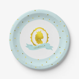 Mint Princess Cameo Birthday Paper Plate