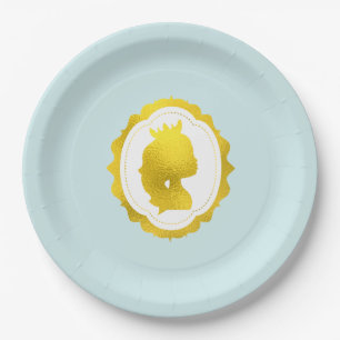 Mint Princess Cameo Birthday Paper Plate