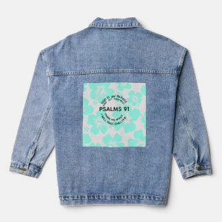 Mint psalms 91 flower denim jacket