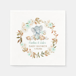 Mint Pumpkin Elephant Baby Shower Party Napkin