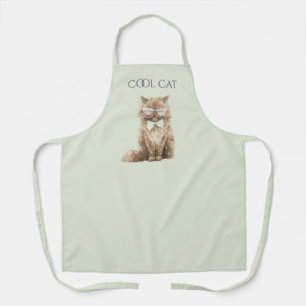 Mint Purple Brown Cool Cat Glasses   Apron