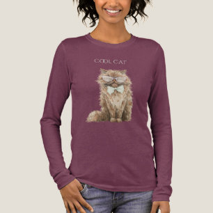 Mint Purple Brown Cool Cat Glasses Tri-Blend Shirt