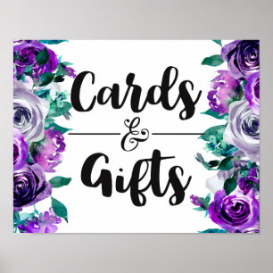 Mint & Purple Floral Wedding Cards & Gifts Poster