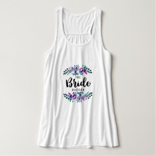Mint & Purple Floral Wreath Wedding Bride Singlet