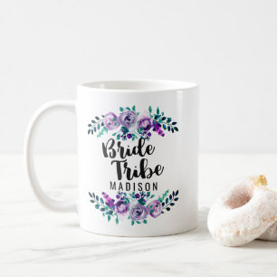 Mint & Purple Floral Wreath Wedding Bride Tribe Coffee Mug