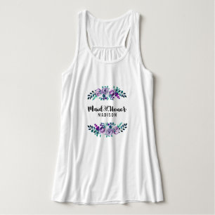 Mint & Purple Floral Wreath Wedding Maid of Honour Singlet