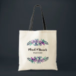 Mint & Purple Floral Wreath Wedding Maid of Honour Tote Bag<br><div class="desc">Mint & Purple Floral Wreath Watercolor Wedding Personalised Maid of Honour Tote Bag with pretty rose and flowers and fun modern Brush Font. Check my shop to see the entire wedding suite for this design!</div>