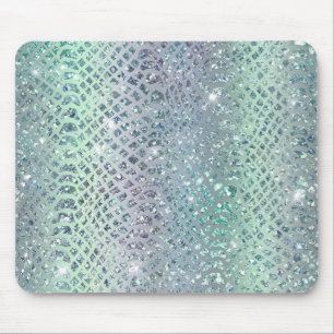 Mint Purple Glitzy Snake Print Mouse Pad