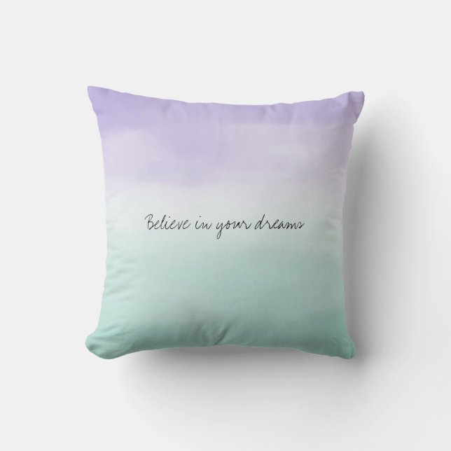 Mint Purple Watercolor Tie Dye Cushion (Front)