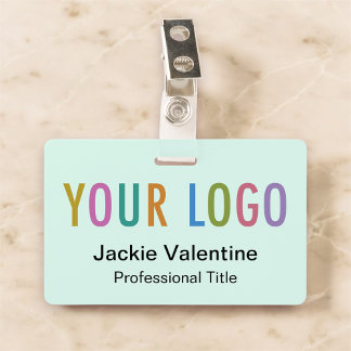 Mint PVC Name Badge with Logo Clip Reel or Lanyard ID Badge