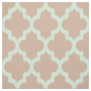 Mint Quatrefoil Ikat With Custom tan Background Fabric
