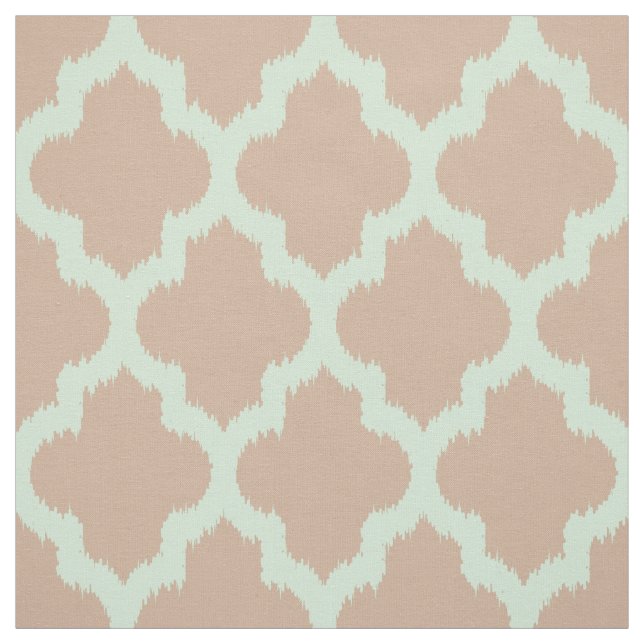 Mint Quatrefoil Ikat With Custom tan Background Fabric (Swatch)