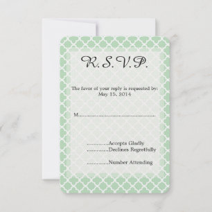 Mint Quatrefoil Wedding RSVP Card