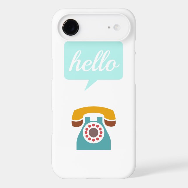 Mint Red Tan Retro Telephone Hello (Back)