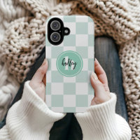 Mint Retro Check Monogram Case-Mate iPhone Case