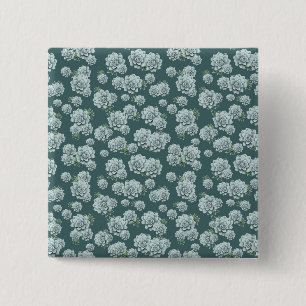 Mint Rosette Succulents Repeat Print on Pine Green 15 Cm Square Badge