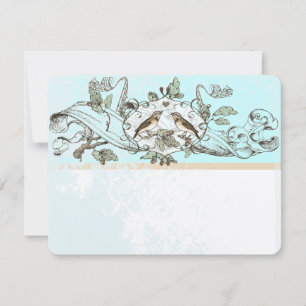 Mint Rustic Birds Oak Tree Wedding RSVP Card