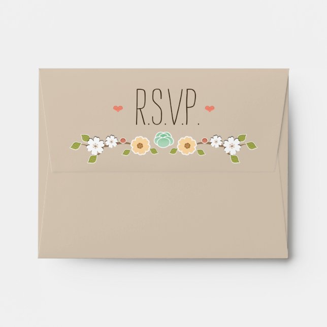 Mint Rustic Floral Boho RSVP Wedding Envelope (Back (Top Flap))