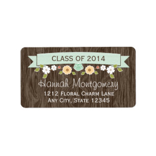 MINT Rustic Floral Graduation Return Address Label