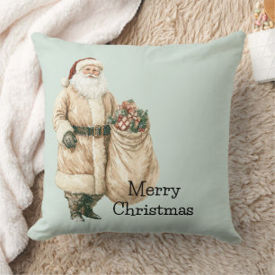 Mint Rustic Santa Christmas Cushion