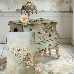 Mint Sage Green Abstract Cherry Blossoms  Tissue Paper