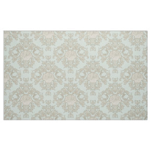 Mint Scallop Shell Leaf Scroll Damask Ocean Beach Fabric