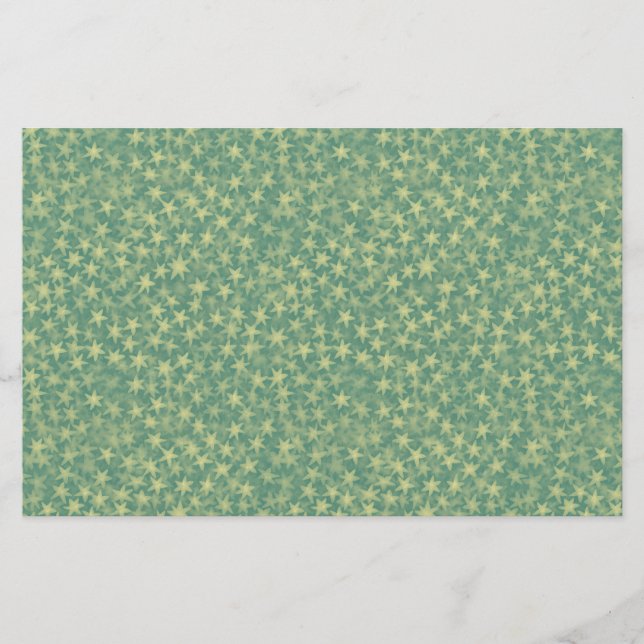 Mint Seafoam Starry Pattern Stationery (Front)