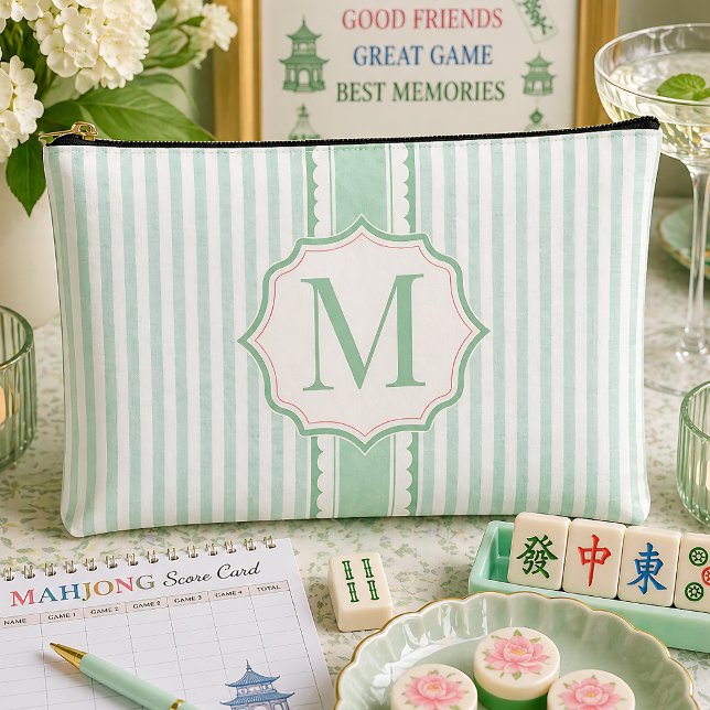 Mint Seersucker Mahjong Tile Bag Personalised (Creator Uploaded)