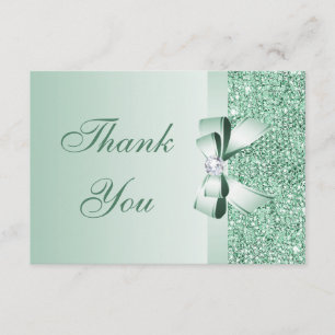 Mint Sequins, Bow & Diamond Thank You Wedding