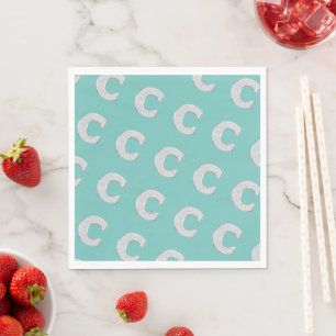 Mint Silver Letter C Napkin