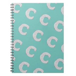 Mint Silver Letter C Notebook