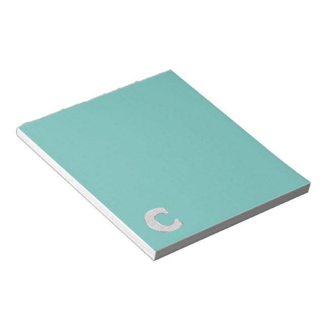 Mint Silver Letter C Notepad (Angled)