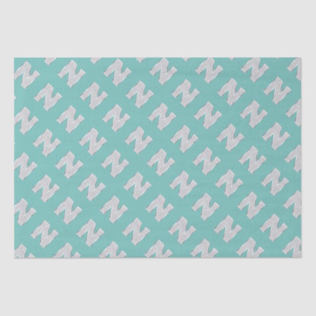 Mint Silver Letter N Tissue Paper (Front)