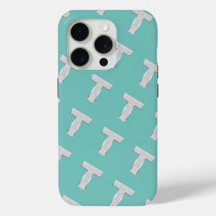 Mint Silver Letter T iPhone 15 Pro Case