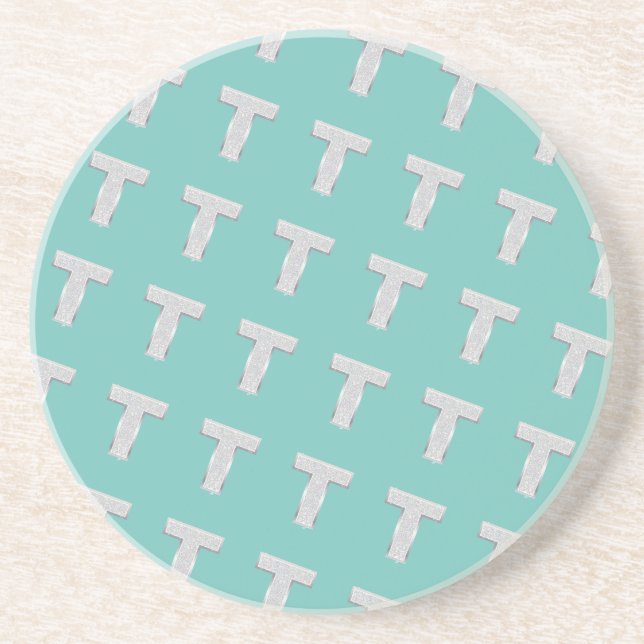 Mint Silver Letter T Coaster (Front)