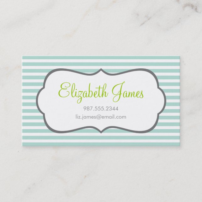 Mint Skinny Stripe Business Card (Front)