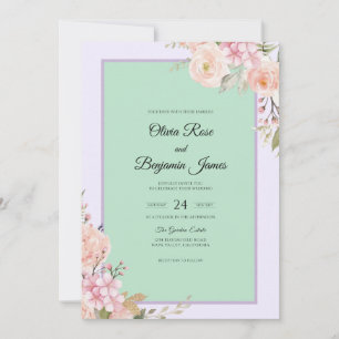Mint Soft Lavender Blossom Wedding Invitation