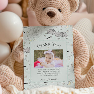 Mint Spooky Cute Baby Bat Halloween Thank You Card