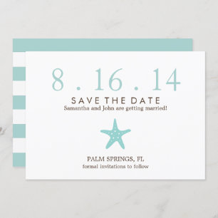 Mint Starfish Wedding Save the Date Invitation