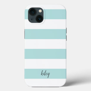 Mint Stripe Personalised iPhone 13 Case