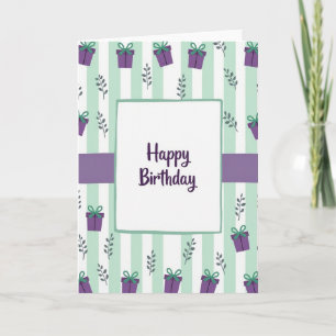 Mint Striped Birthday Card
