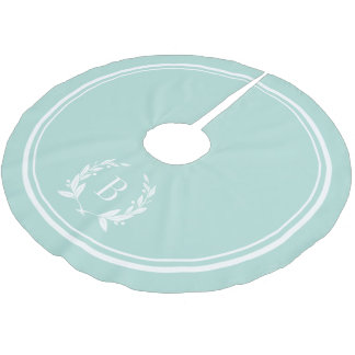 Mint Stripes and Wreath Monogram Tree Skirt