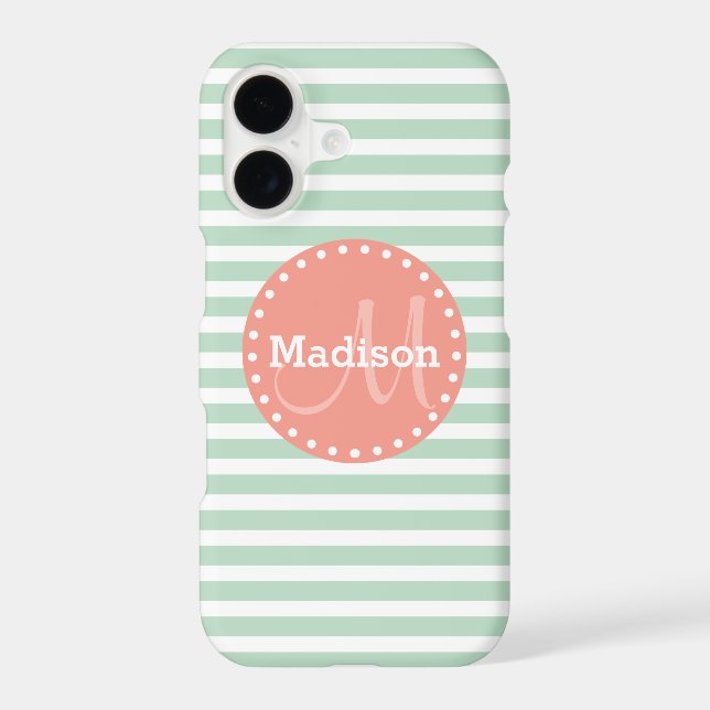 Mint Stripes Coral Monogram (Back)