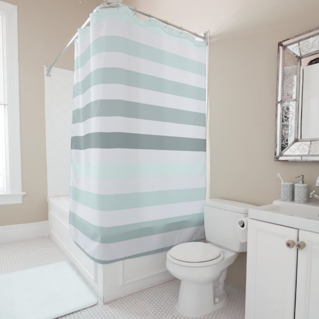 Mint Stripes Ombre Shower Curtain (In Situ)